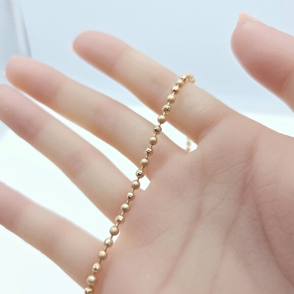 Rose Gold Polished Ball Chain Necklace, 17.7 Inch Dainty Shine Style, XPNL0036 - Picture 12 of 12